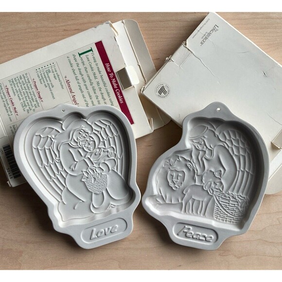 Longaberger Pottery Angel Cookie Mold 1993 1995 Series Peace with boxes - Picture 6 of 15